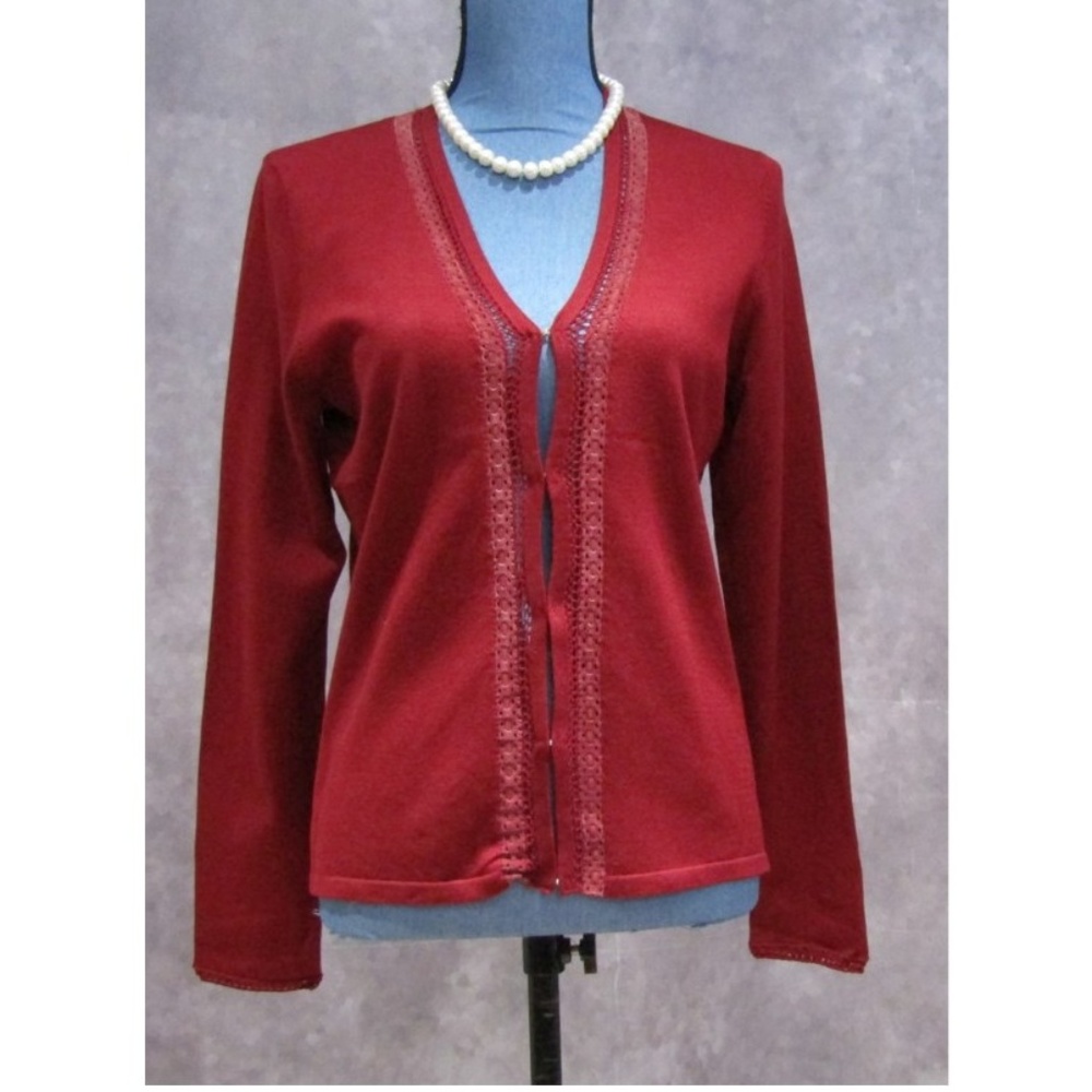 Alfani Petite Brick Red Cardigan Silk Blend PS